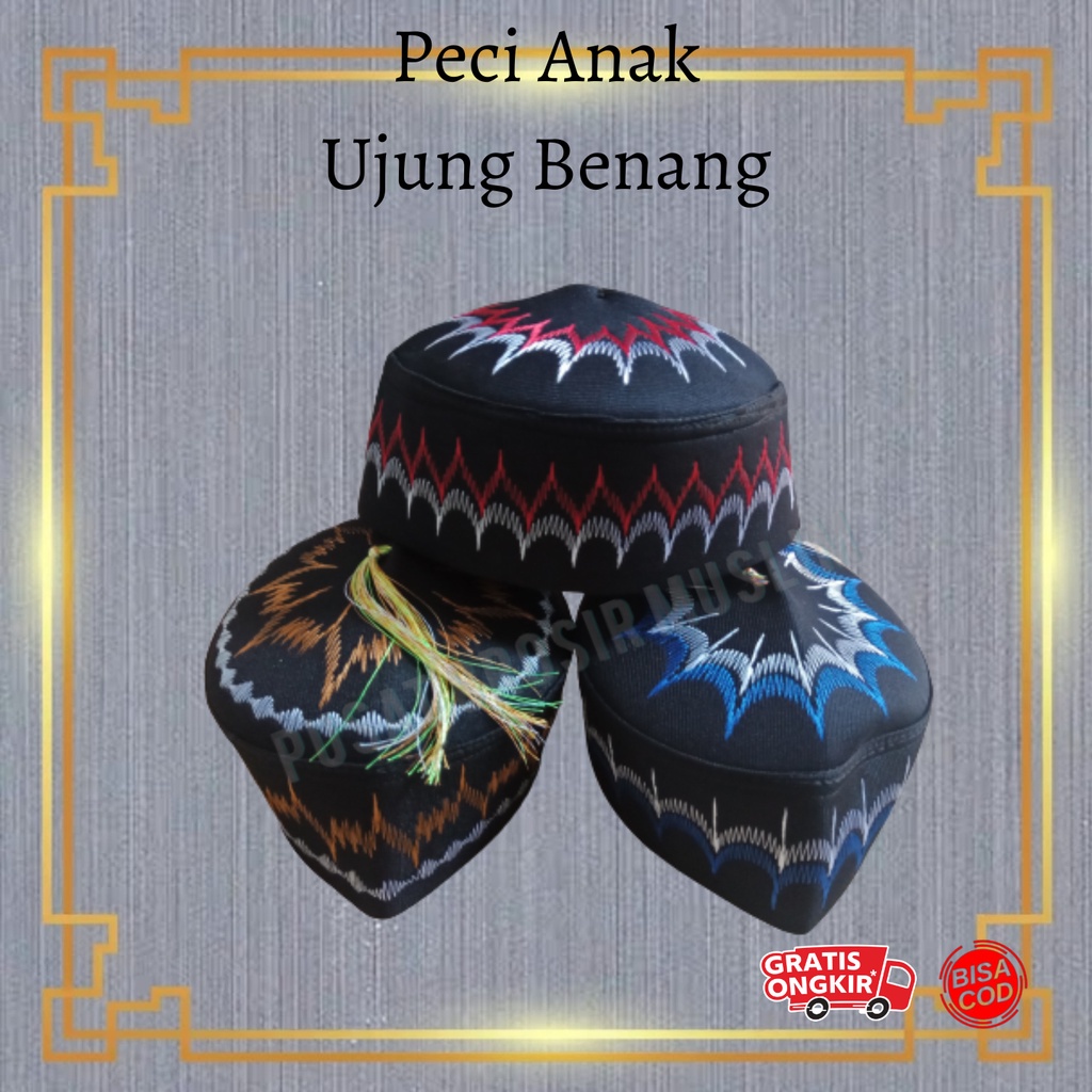 Peci Anak Ujung Benang /Kopiah Anak Bordir Kuncir