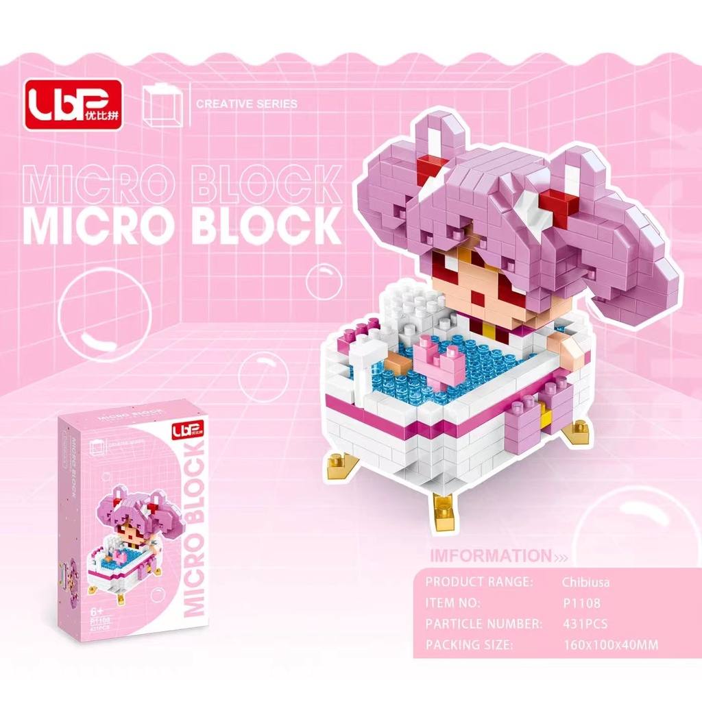 Mainan Balok Susun Nano Block Bathtub Series Doraemon Hello Kitty Mario Purin Lilo Stitch Mickey Melody Stellalou Mainan Anak Nanoblock Balok DIY Bricks