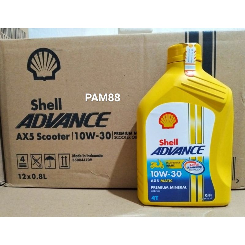 Oli Shell Advance AX5.. matic..800 ml scooter ... 10 W - 30 kuning  1 dus = 12 btl