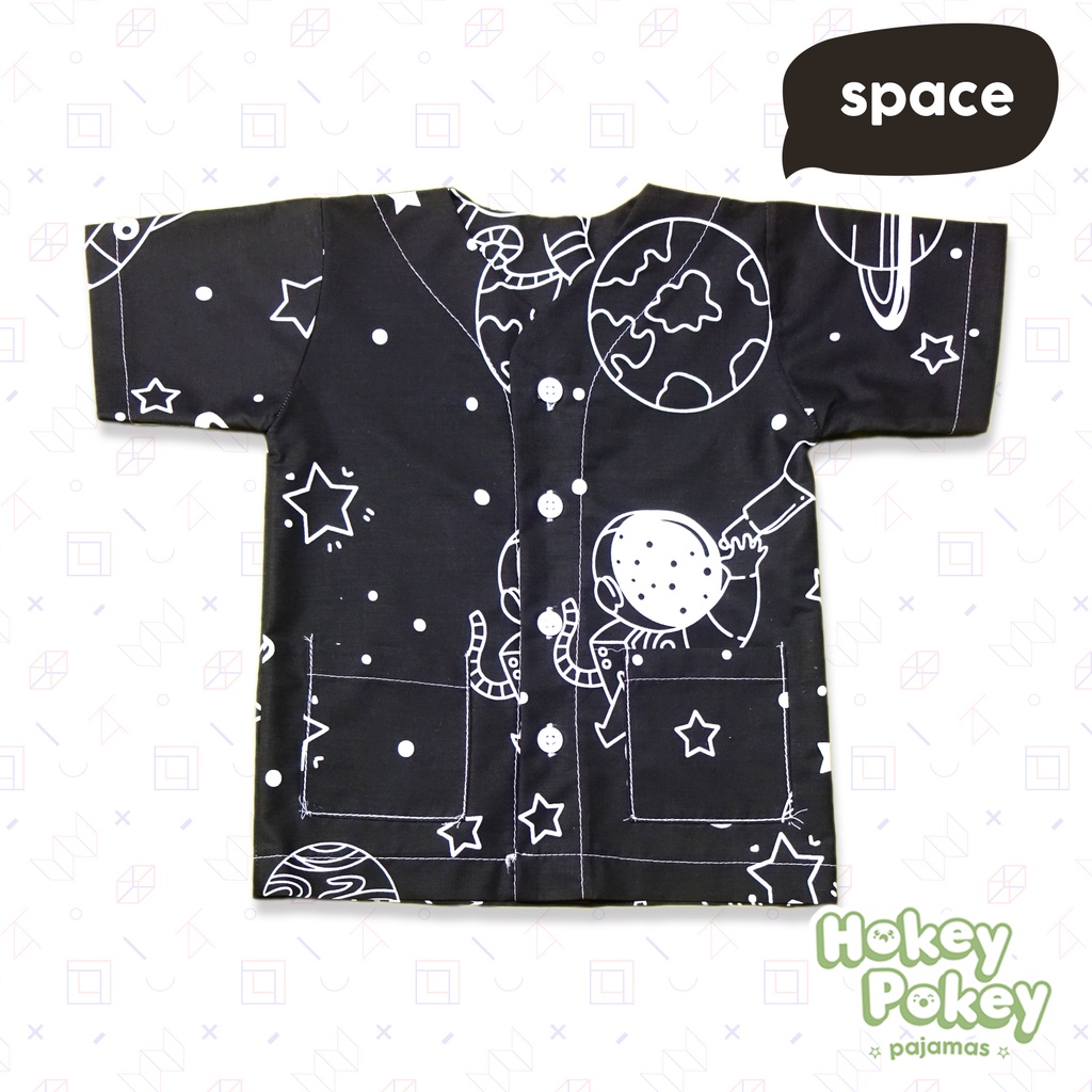 Setelan Baju Tidur Piyama Anak Laki Laki Tanpa Kerah Motif Space