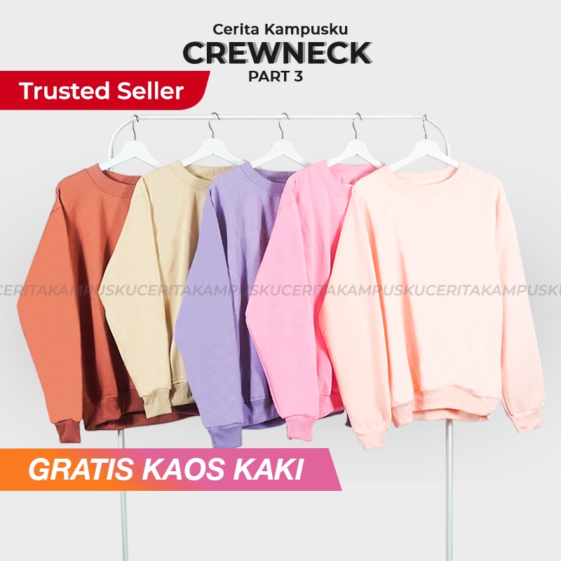 CREWNECK SWEATER Oversize Polos Sweter Over Size Oversized Unisex Wanita Pria Cerita Kampusku