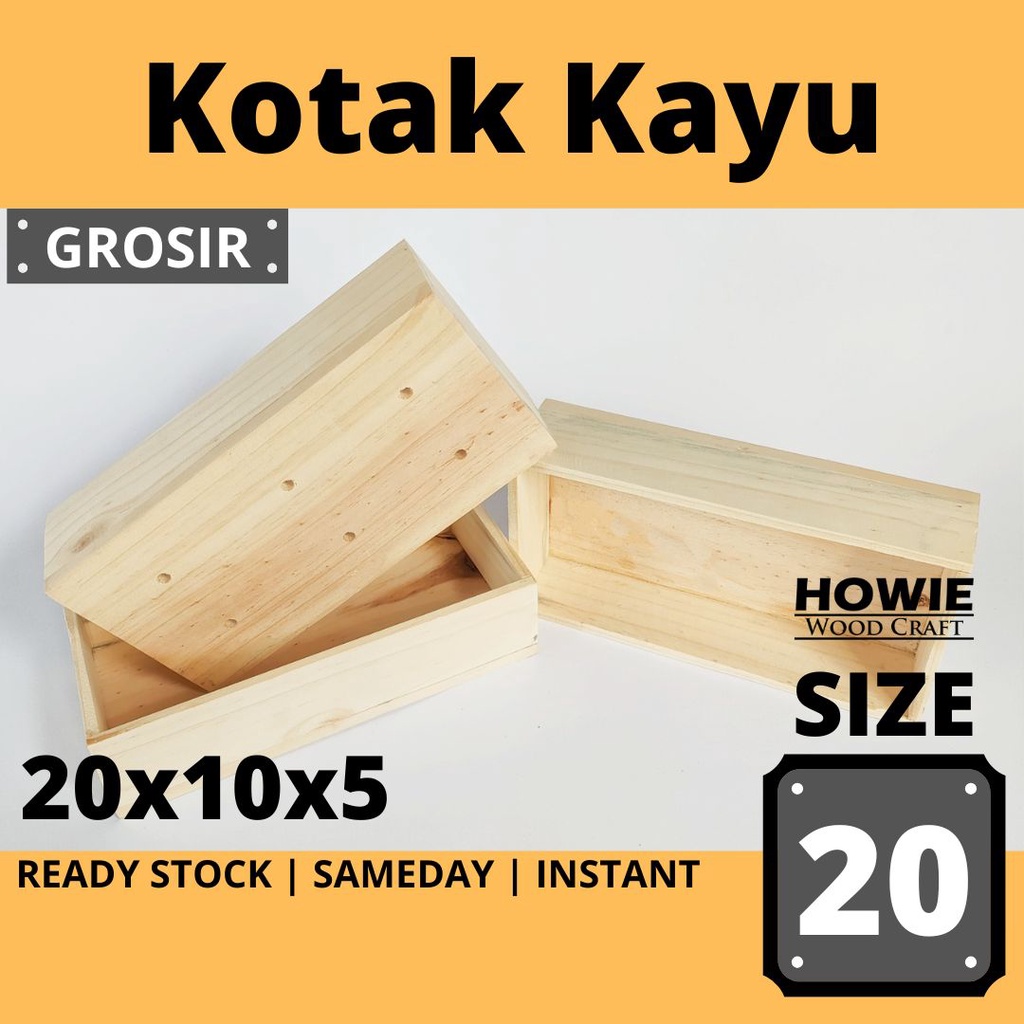 Kotak Kayu Box Storage Pot Kayu Size 20 Panjang