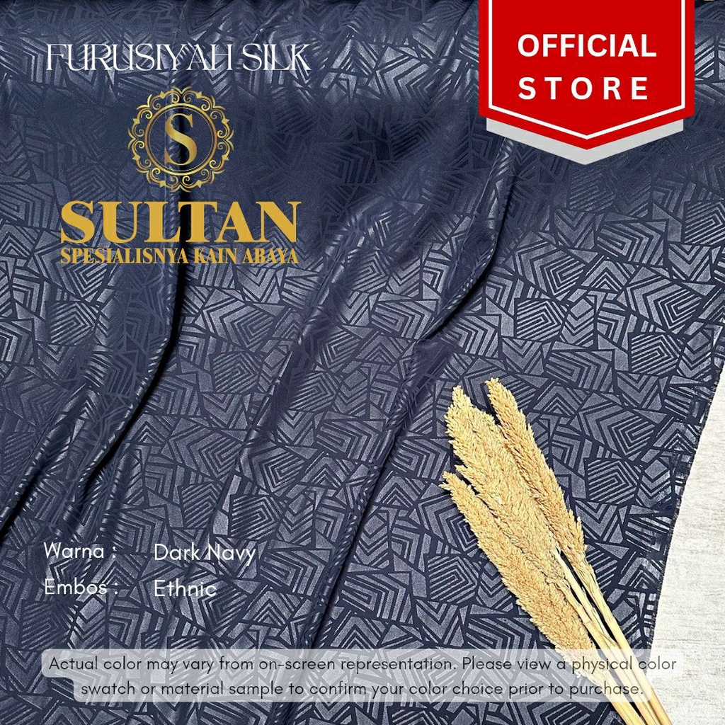 50CM EMBOS ETHNIC FURUSIYAH SILK DARK NAVY KAIN ABAYA SULTAN (MEREK LAMA: FURSAN SILK)