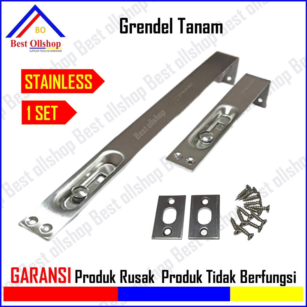 Grendel Pintu Tanam Stainless Slot Pintu Tanam 2 Pintu Kupu Tarung 1 Set Murah