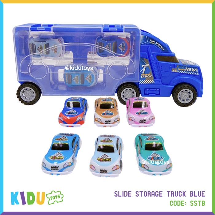 Mainan Mobil Mobilan Anak Laki laki Slide Storage Truck Blue Kidu Toys