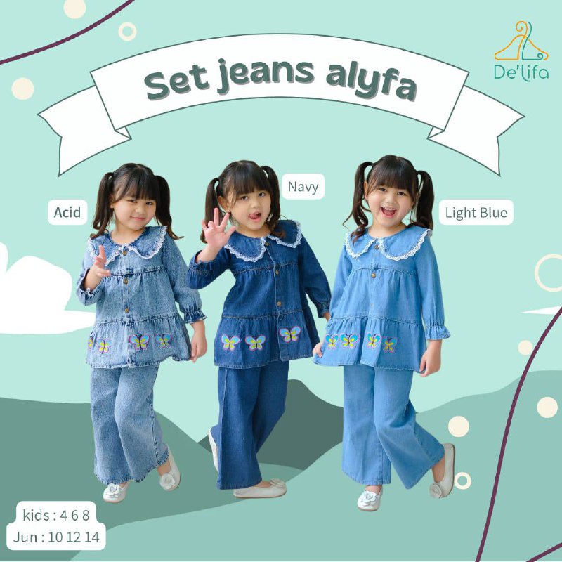 Setelan Jeans Alyfa Big Cutting by De'lifa