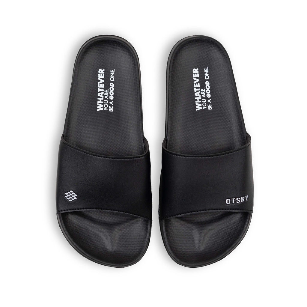 Otsky Sandal Slip On Series Font Logo Simple Whatever Black Pria
