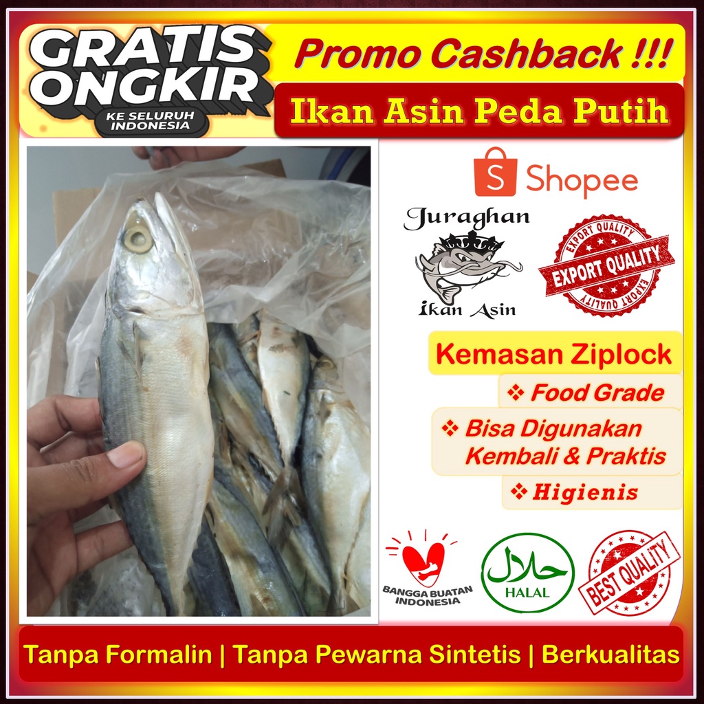 

Ikan Asin Peda Putih/ Ikan Asin Pedak Putih/ Ikan Asin Peda Kembung TerEnak Higienis 500 Gr