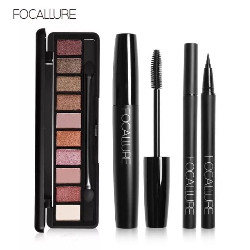 ❣️FOCALLURE Set 3pcs Make Up Eyeshadow Mascara Eyeliner