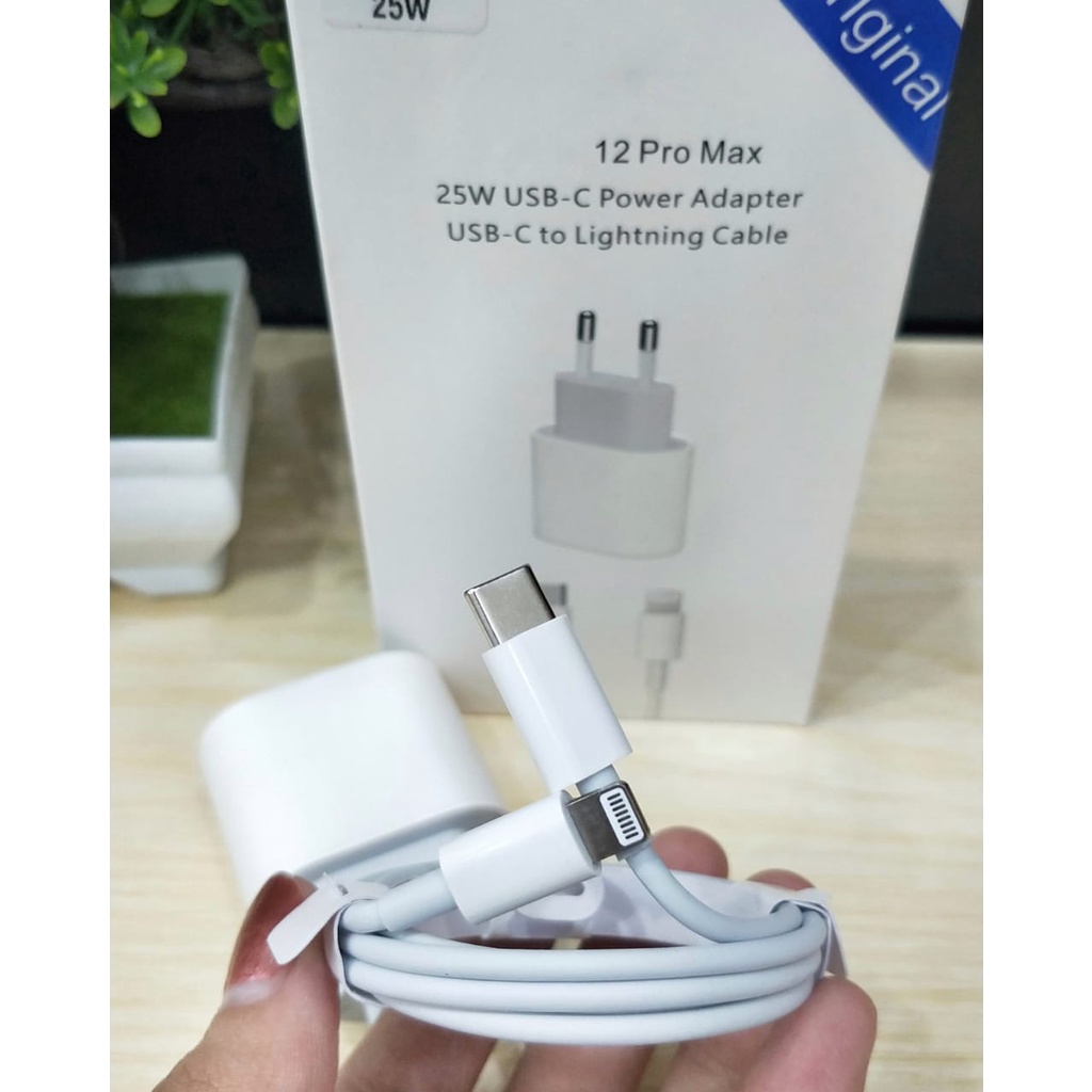 CHARGER 25W REAL IC FOR LIGHTNING LENGKAP ADAPTOR BERAT FULL IC + FAST CARGING BATOK KABEL SET LENGKAP