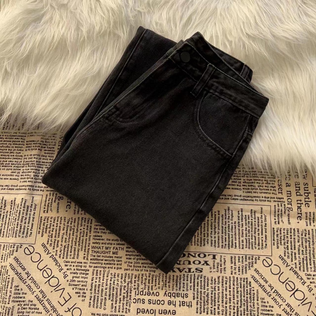 Terbaru Kelabu hitam Highwaist Loose Celana Jeans Wanita Rawis Jeans Kulot Jeans (realpict)