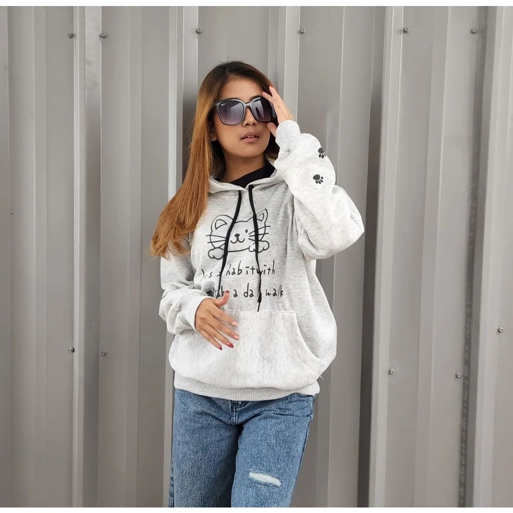 MIAU CAT HOODIE SWEATER WANITA OUTERWEAR JACKET CUTE ALA KOREAN FASHION TERBARU ATASAN LUCU