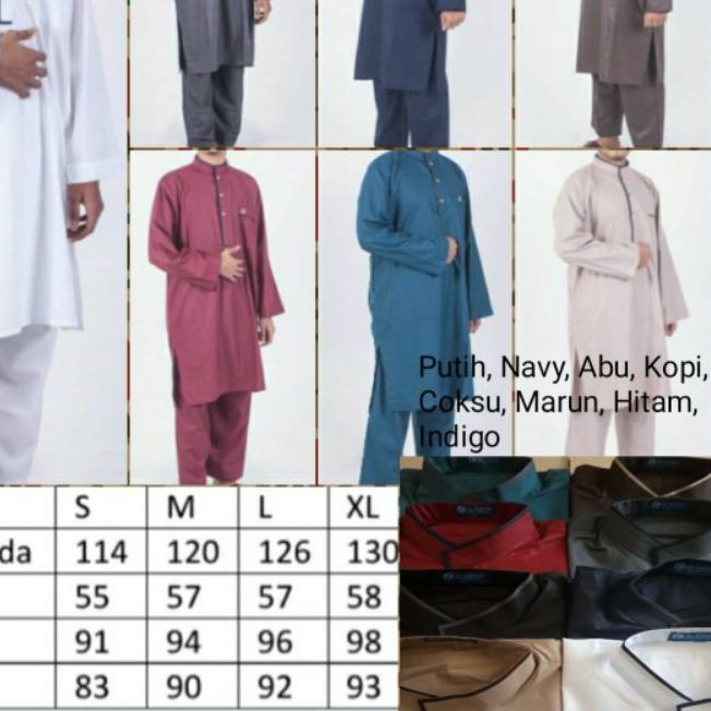 ✦ Al Khoir Set muslim gamis celana pria katun premium type madina ➫