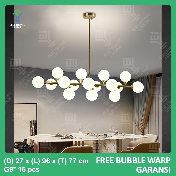 Lampu Gantung Minimalis Ruang Makan Modern Bulat Kaca Putih Hias 232