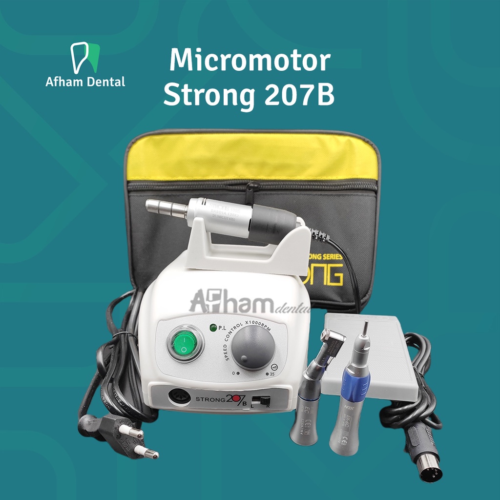 MIKROMOTOR MICROMOTOR DENTAL STRONG SAESHIN 207 B MAHASISWA LENGKAP STRAIGHT CONTRA