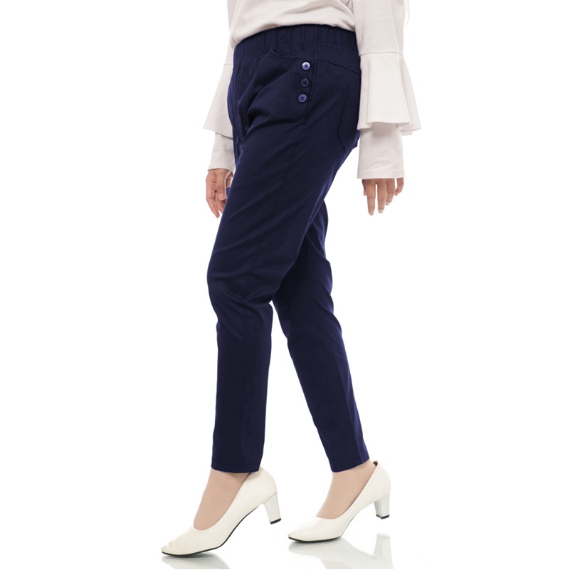 Celana Panjang Wanita Leging stretch Variasi Kancing, Plain Basic jumbo