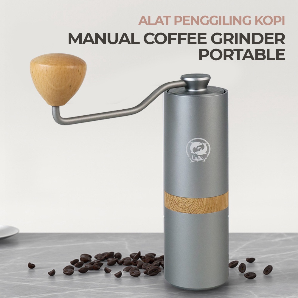 iCafilas Alat Penggiling Kopi Manual Grinder Coffee Portable - GM2213 - Silver