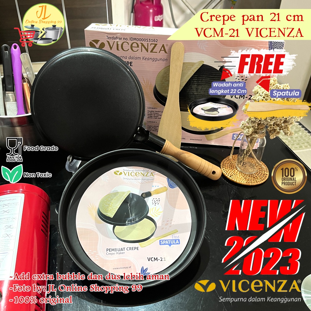 VICENZA crepes pan maker teflon 21cm / Wajan terbalik pembuat kulit risol lumpia anti lengket