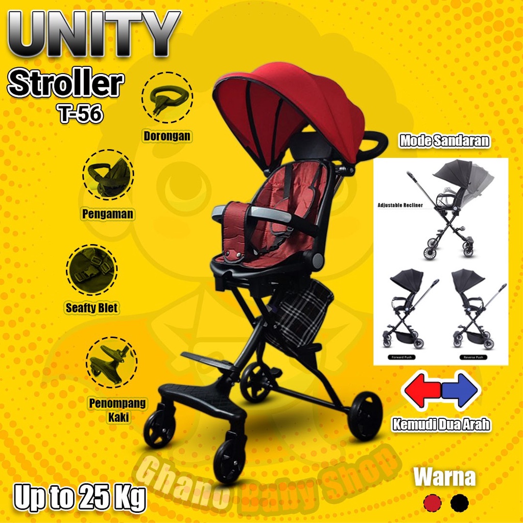 Baby Stroller UNITY UN T56 Kanopi Lepas Pasang bisa posisi rebahan//baby stroller murah//stroller ba