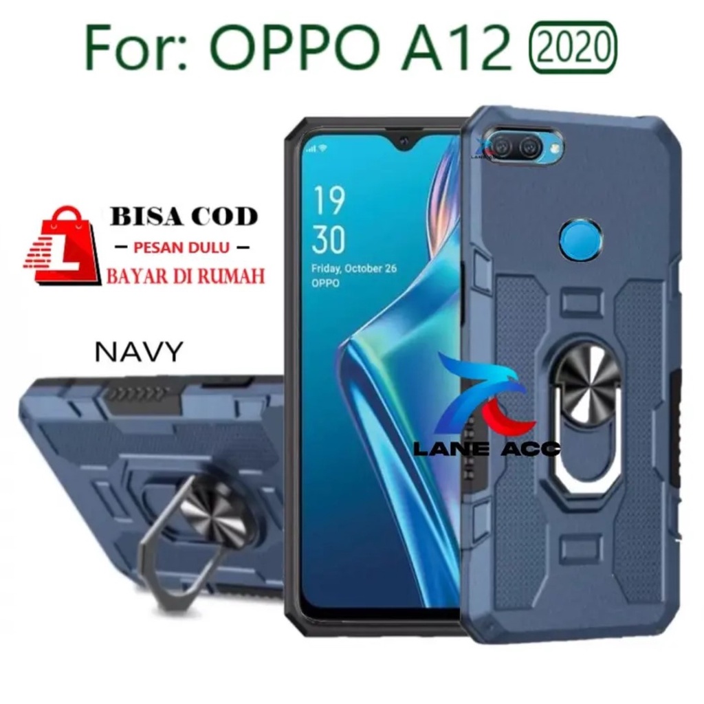 KESING HP UNTUK OPPO A12 (2020) -HARD CASE STANDING  ROBOT  HIT EYE RING--SOFTDCASE STANDING ROBOT O