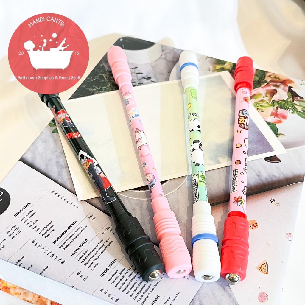 

pulpen tongkat putar magnet pen bolpen kreatif spinner alat tulis kantor sekolah kado unik hadiah lucu stationery pena ballpoint warna pastel kartun karakter