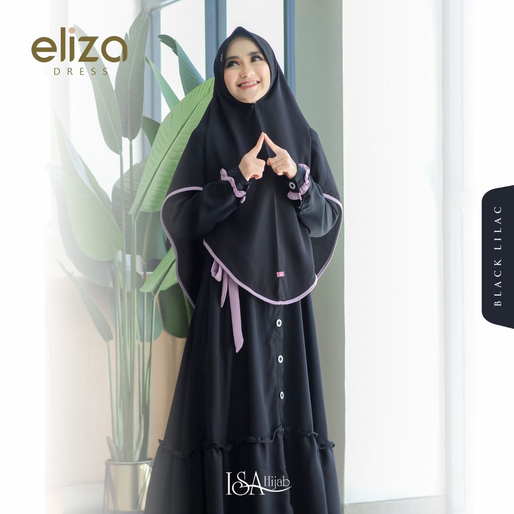 ( BLACK XL ) ELIZA GAMIS SET KHIMAR BY ISA HIJAB/GAMIS HITAM/GAMIS POLOS