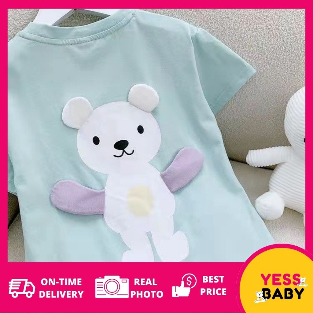 yessbaby HELLOBEAR gaun anak perempuan/Baju anak perempuan/rok bayi/Kaos dress anak moktif beruang cute import