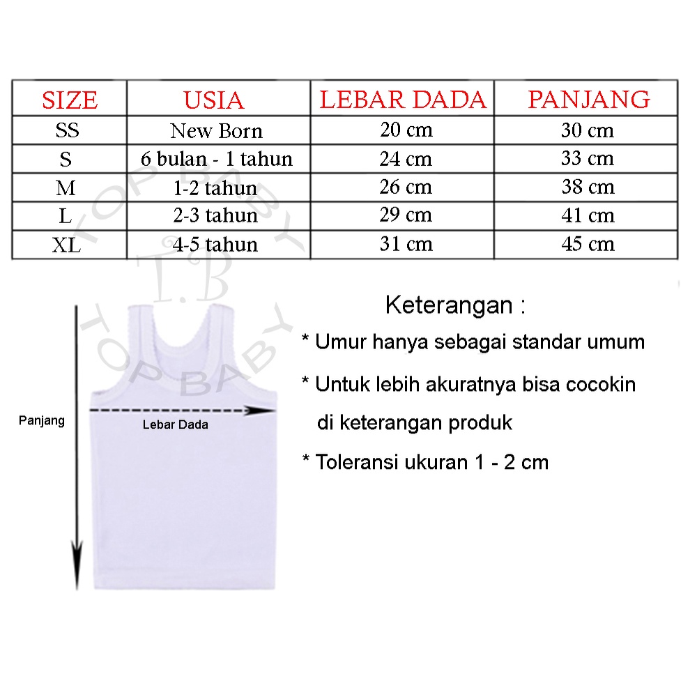 Singlet Salur Bayi / Kaos Dalam Salur Polos Anak - 4759