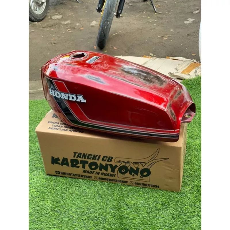Tangki Honda GL100 merah motif bladus set emblem