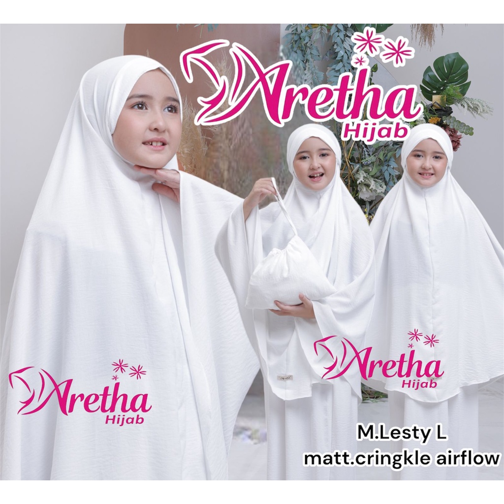 MUKENA CRINKLE ANAK REMAJA JUNIOR LESTY 7-11 tahun / MUKENA LESTI JUNIOR CRINKLE / MUKENA ANAK PEREMPUAN ORI ARETHA HIJAB