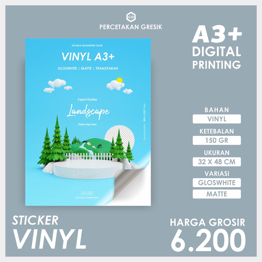 

CETAK STIKER VINYL SUSU DIGITAL PRINTING A3+ [HARGA GROSIR & RESELLER]