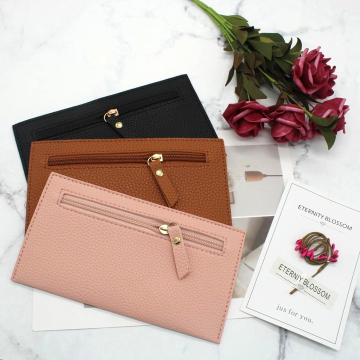 FYGALERY FYDP019 Dompet Panjang Wanita Polos Resleting Simple Woman Fashion Wallet Purse Murah