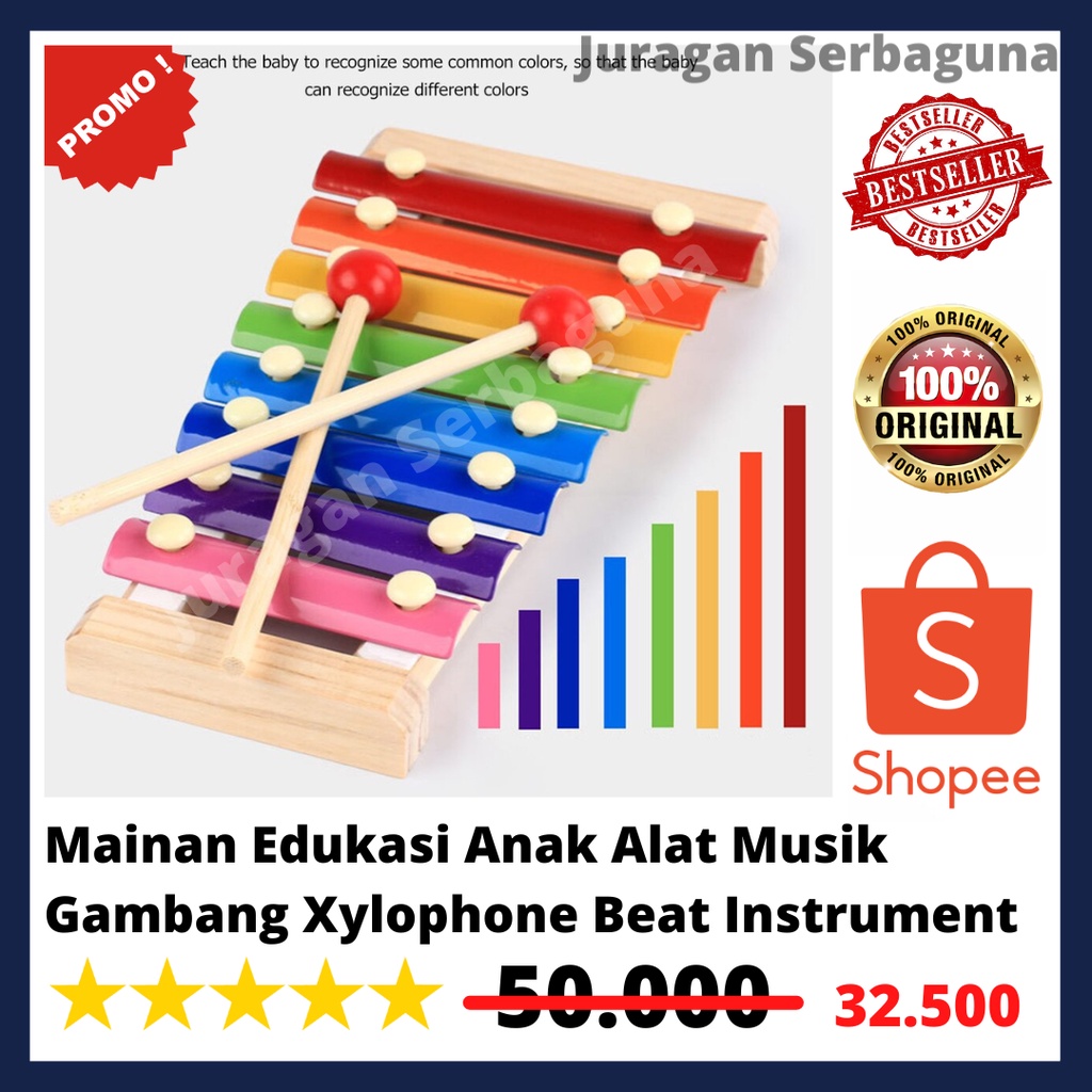 Mainan Edukasi Anak Alat Musik Gambang Xylophone Beat Instrument