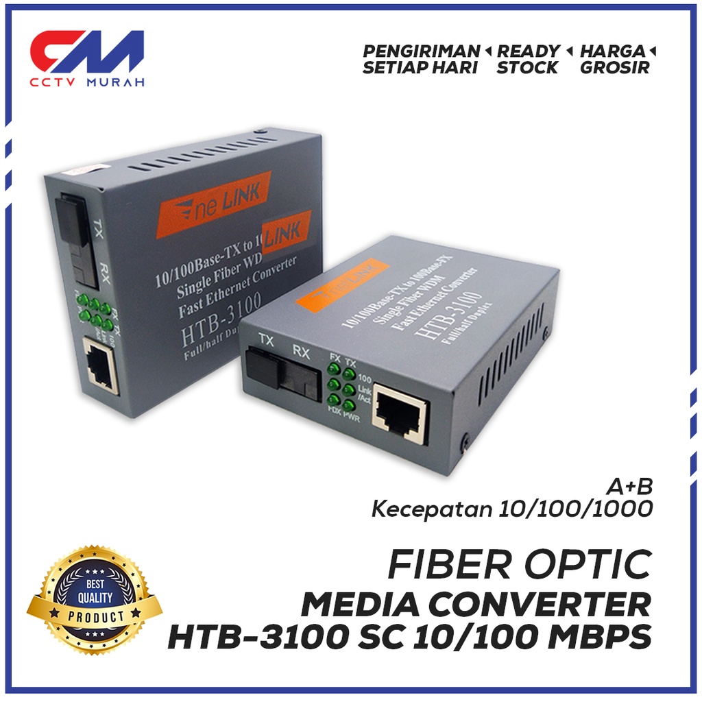 Fiber Optical Media Converter HTB 3100AB 10/100Mbps single mode 25KM