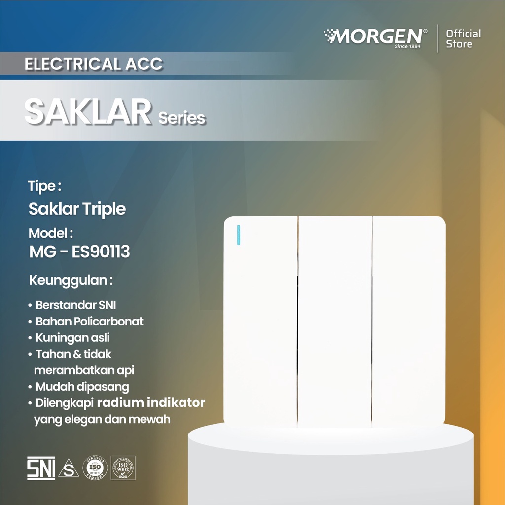 Morgen Saklar Triple Tiga Premium MG ES90113 SNI Model Mewah