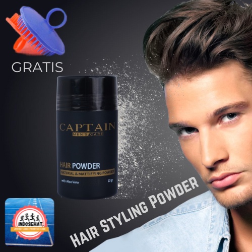 CAPTAIN Hair Styling Powder Dust Spray - Bubuk Bedak Powder Styling Rambut Pria FREE SISIR