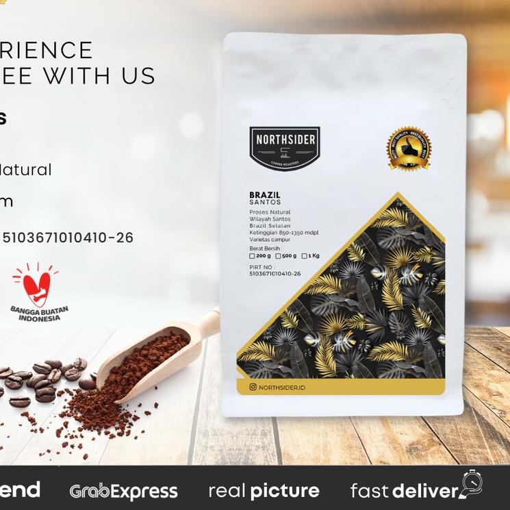 

✻ BIJI KOPI ARABIKA BRAZIL SANTOS NATURAL - 200GR NORTHSIDER COFFEE ❀