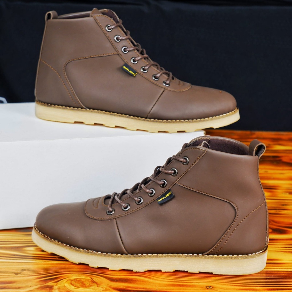 BURAY - SEPATU BOOT FASHION PRIA KULIT ASLI ORIGINAL FORMAL CASUAL KASUAL KERJA KANTOR GURU KONDANGAN PNS MOTORAN TRANDY BERKUALITAS