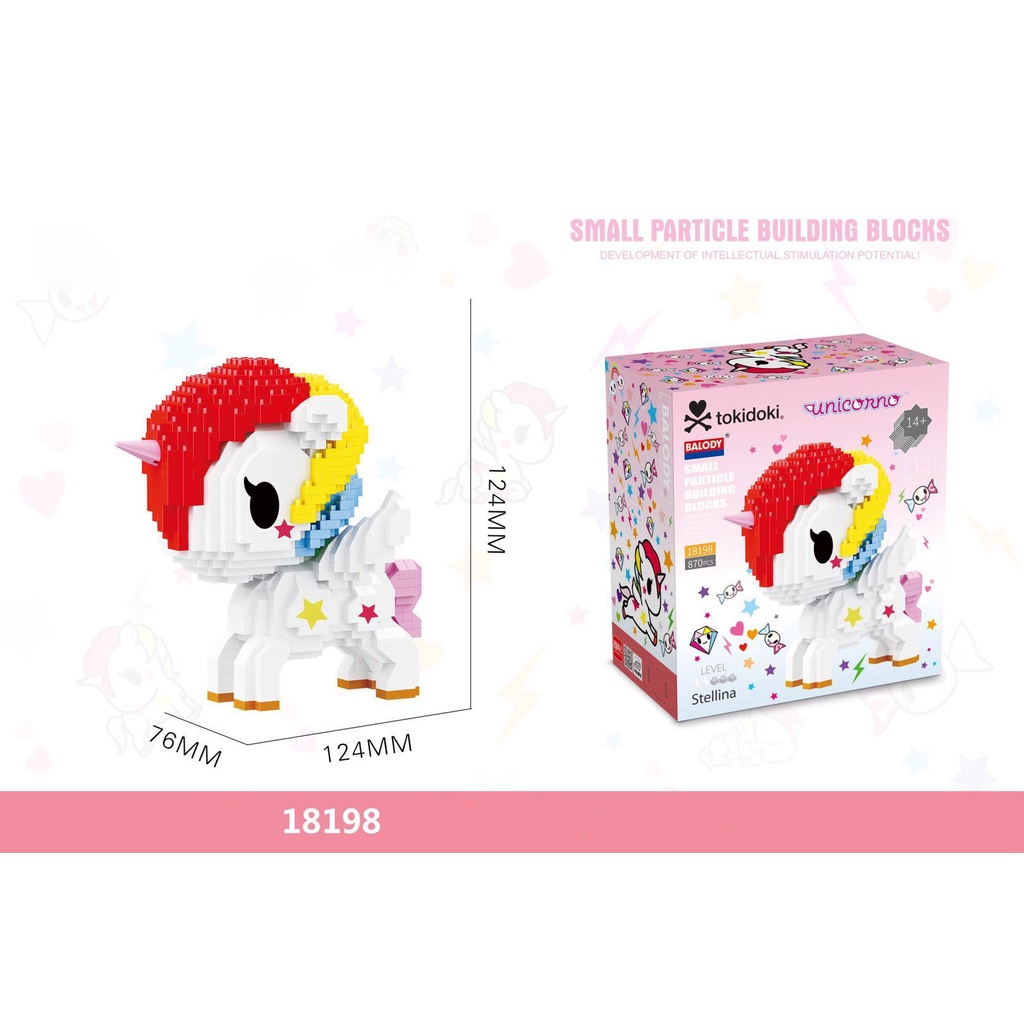 Mainan Blok Bangunan unicorn Lucu Warna Warni