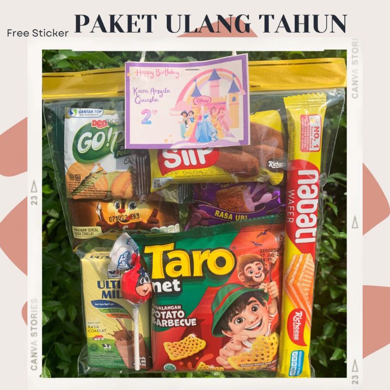 

paket snack ulang tahun/bingkisan snack ulang tahun FREE kartu ucapan