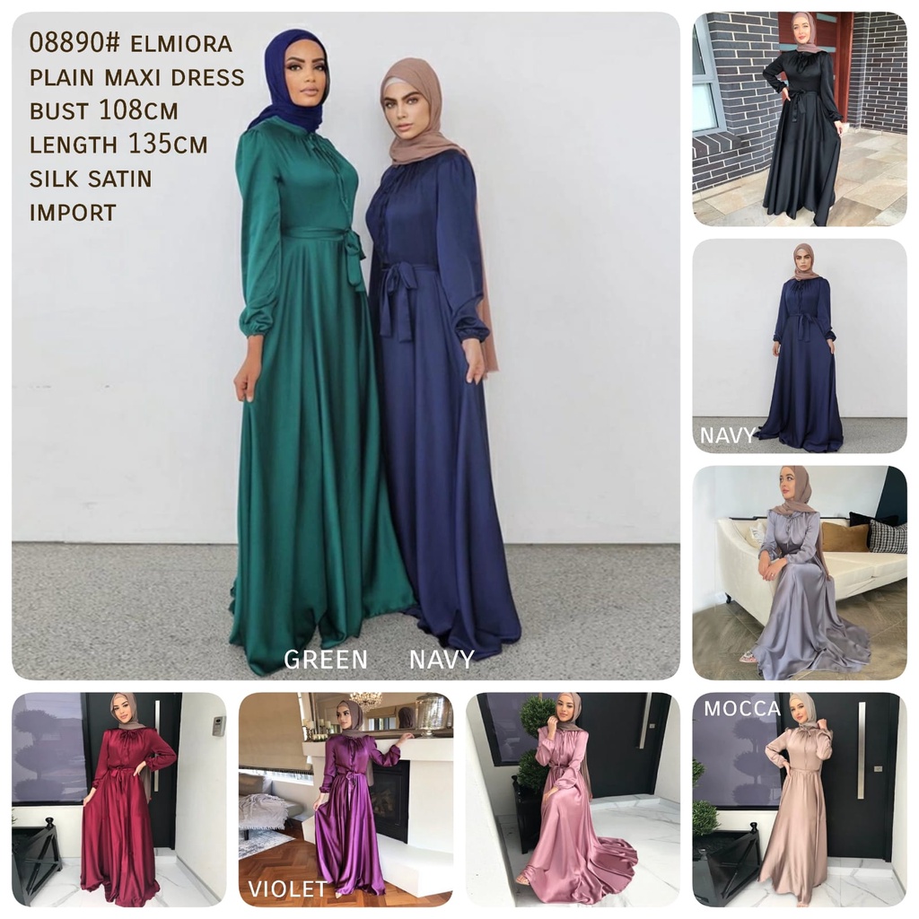 08890 Baju maxidress longdress PLAIN MAXI DRESS pink hijau navy maroon polos dres Korea Korean style
