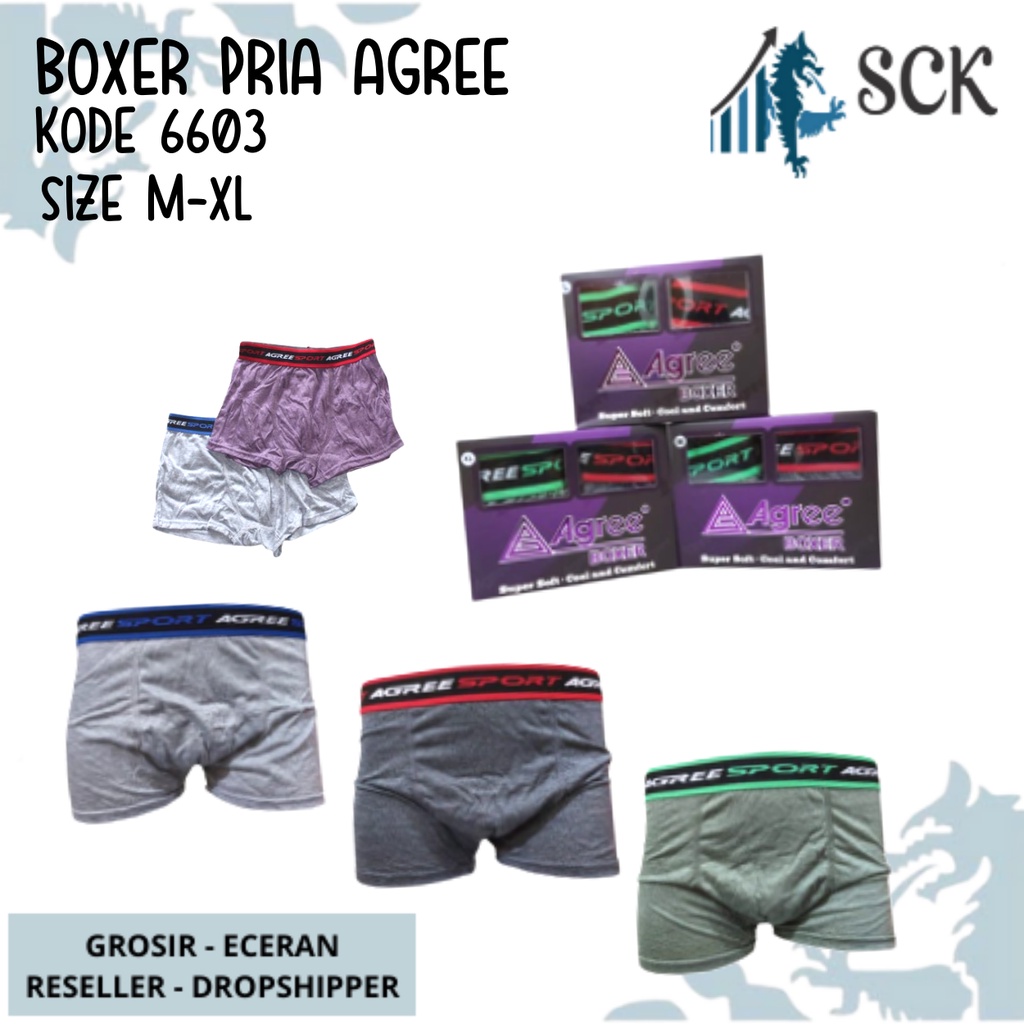 [ISI 1] CD Cowok AGREE 6603 Model Boxer / Celana Dalam Bahan Katun Halus / Pakaian Dalam Pria - sckmenwear