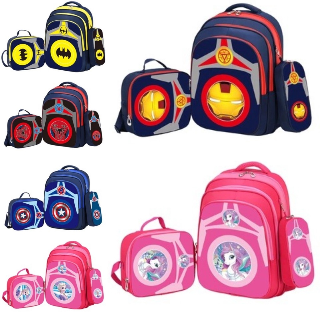 SMARTGIRL NEW TAS RANSEL ANAK SEKOLAH CEWEK COWOK IMPORT SD 3D 3IN1 00140-00146/00150-00155