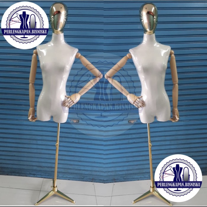 Terlaris Manekin Patung Baju Wanita Tangan Kayu Robot Kepala Gold