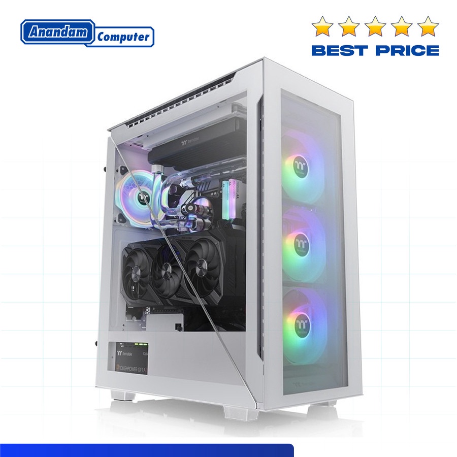 Casing Thermaltake Divider 500 TG ARGB Mid Tower + 4 Fan - White Snow