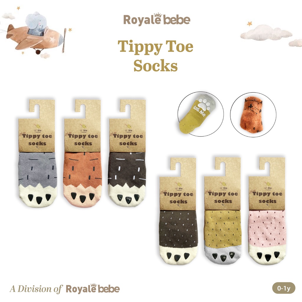 ROYALE BEBE TIPPY TOE SOCK KAOS KAKI BAYI KAOS KAKI ANAK MOTIF LUCU HANGAT 0 - 12 BULAN