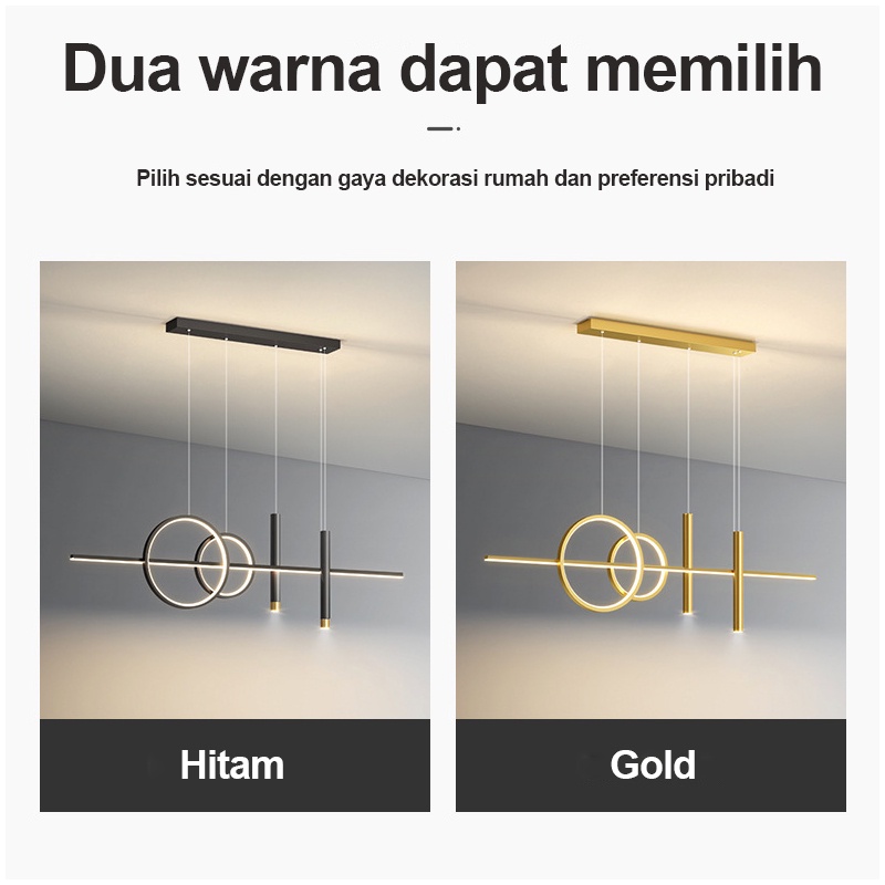 Golden LED Lampu Gantung Minimalis Lampu 3 warna Lampu Hias Rumah Lampu Strip Panjang LED lampu meja makan lampu hias gantung minimalis