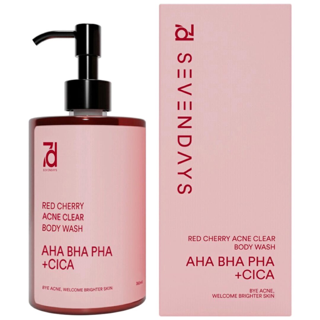 Seven Days Red Cherry Acne Clear AHA BHA PHA Body Wash (PINK) 360ML (7DBW Red Cherry)