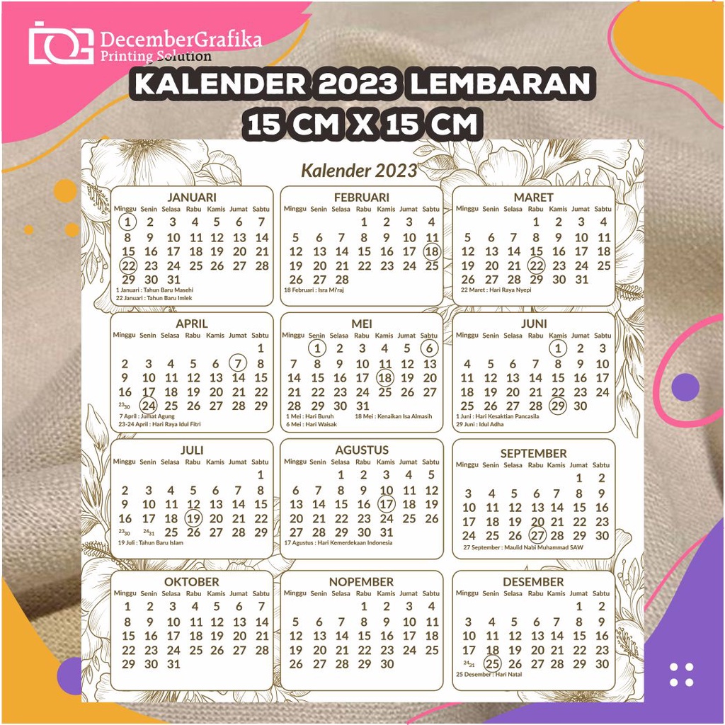 

KALENDER 2025 UKURAN A4 LEMBARAN