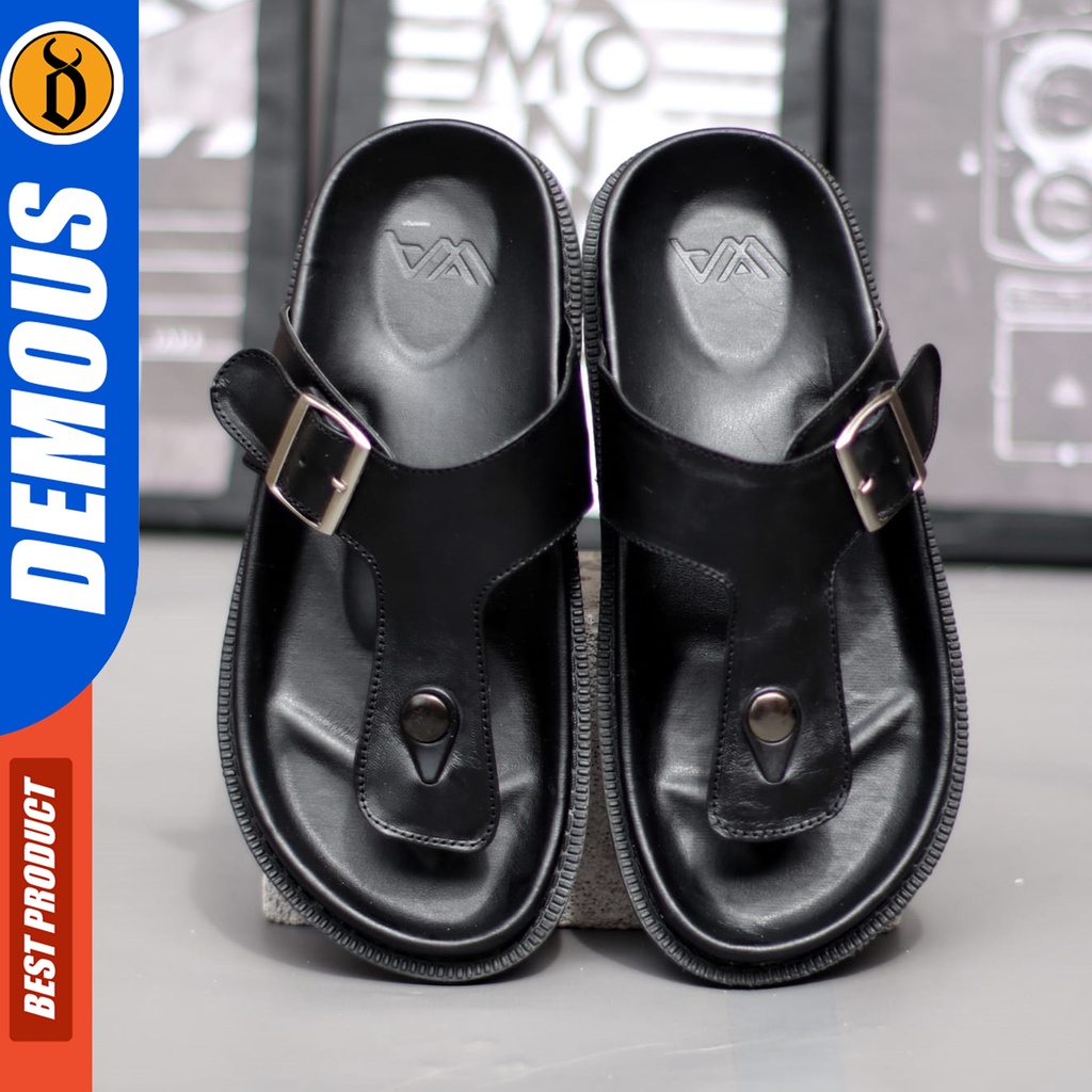 DEMOUS Haku - Sandal Slop Casual Kulit Asli Pria